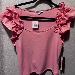 Ruffled Coral Women's Top